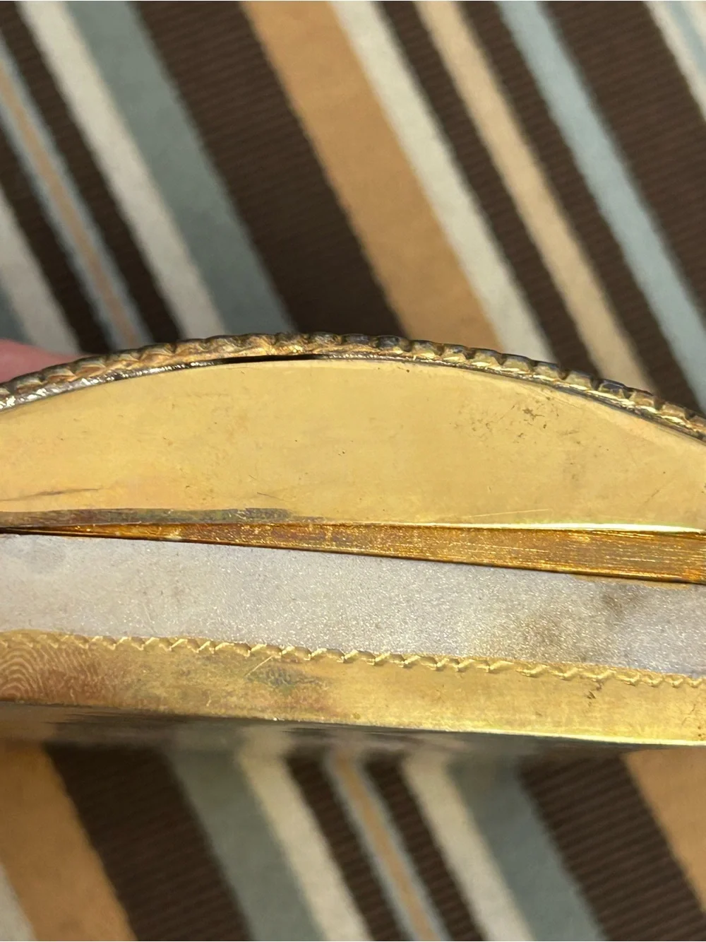 Vintage Floral Accent Silver and Gold Women’s pill box - Pink Floral Detail